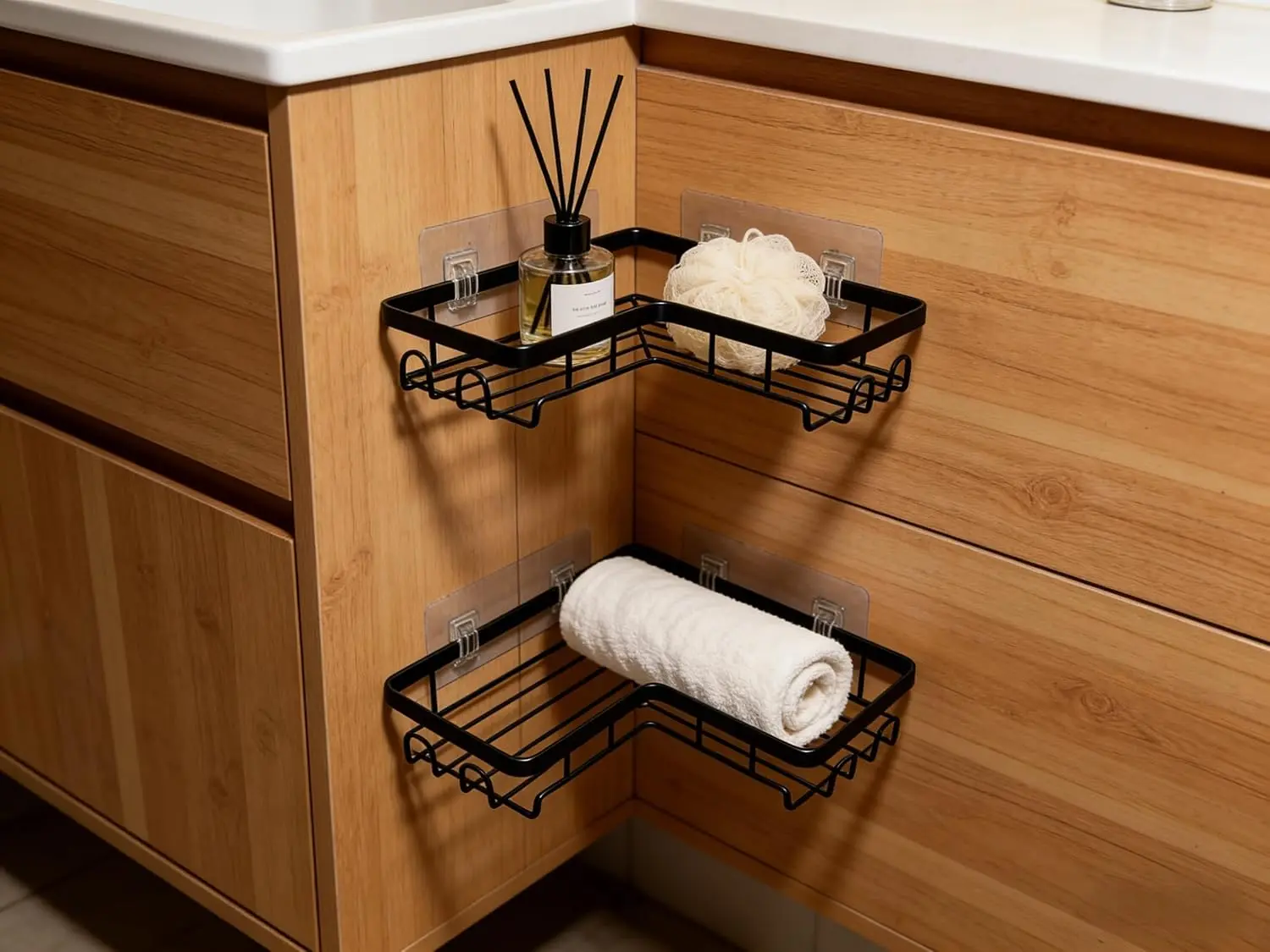 Wall-Mounted Corner Shelf Organizer Cast Iron Corner Shower Shelf, No-Drill Corner Storage Rack, Bathroom Wall Triangle Shelf, Punch Free Shower Corner Caddy, Fan shaped storage rack non perforated bathroom storage First Apartment Essentials
