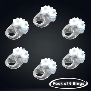 LED Light Up Blinking Jelly Bumpy Rings - Pack of 6