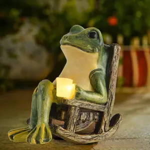 Solar Powered Frog Design Garden Decoration, Creative Cute Frog Design Garden Decoration, Resin Craft Decoration for Home Garden Patio, Outdoor Decorative Lights