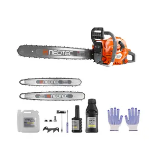 NEOTEC 68CC Gas Powered Chainsaw 22 & 24 Inch Cordless Handheld Petrol Gasoline Chain Saw for Tree Felling Forestry Logging with Gloves & Accessories
