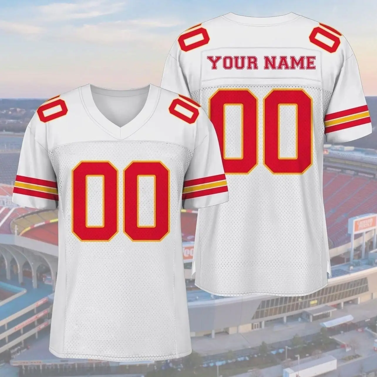 Custom Kansas Red Gold Football Jersey Personalized Fan Shirt, Custom Name Number Game Day Apparel, Football Lover Gift GT2 DXB