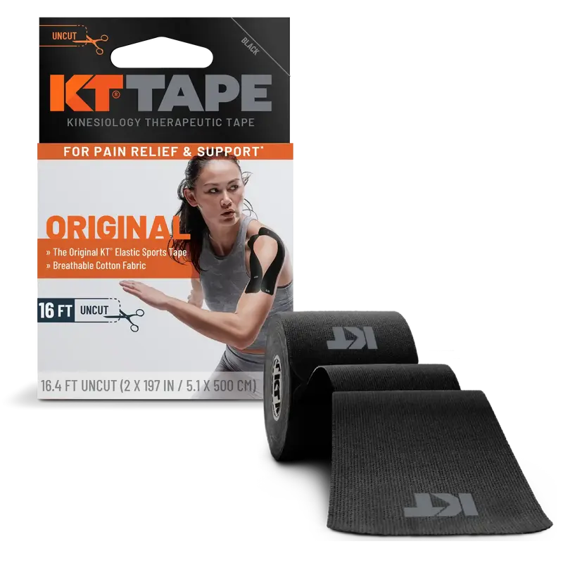 KT Tape Original Cotton Hypoallergenic Elastic Sports Adhesive Tape - 16 ft Uncut, Latex-Free Safe for Gym Workouts, Tendons Support, Handles Showers, Pool & Humidity, Includes Quick Start Guide