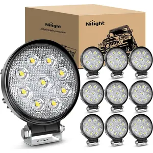 Nilight 4.5 Inch Round 27W Spot LED Work Light, Waterproof Offroad Compatible Fog Light for Jeep, SUV, Truck, Auto Vehicle Driving Use