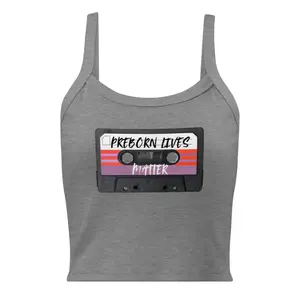 PRO-LIFE Women’s Micro-rib Tank Top — 'Pre-born Lives Matter' Cassette Tape 90's Nostalgia — MAGA Conservative Republican Girl