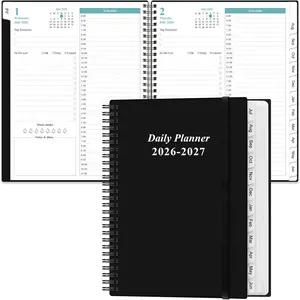 Daily Planner 2026-2027 Full Page Per Day- 2026-2027 Daily & Monthly Planner from July 2026 to June 2027, Day Planner 2026-27 with 12 Months Tabs, 8.5" x 11", Black