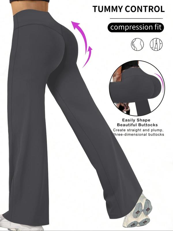 New Women's Fashionable High-Waisted Straight Leg Pants, Slimming Casual Wide-Leg Joggers, Sports Running Fitness Yoga Pants