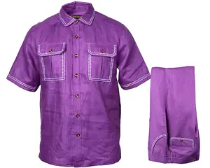 Prestige Linen Shirt/Pants Set # LUX630 Purple