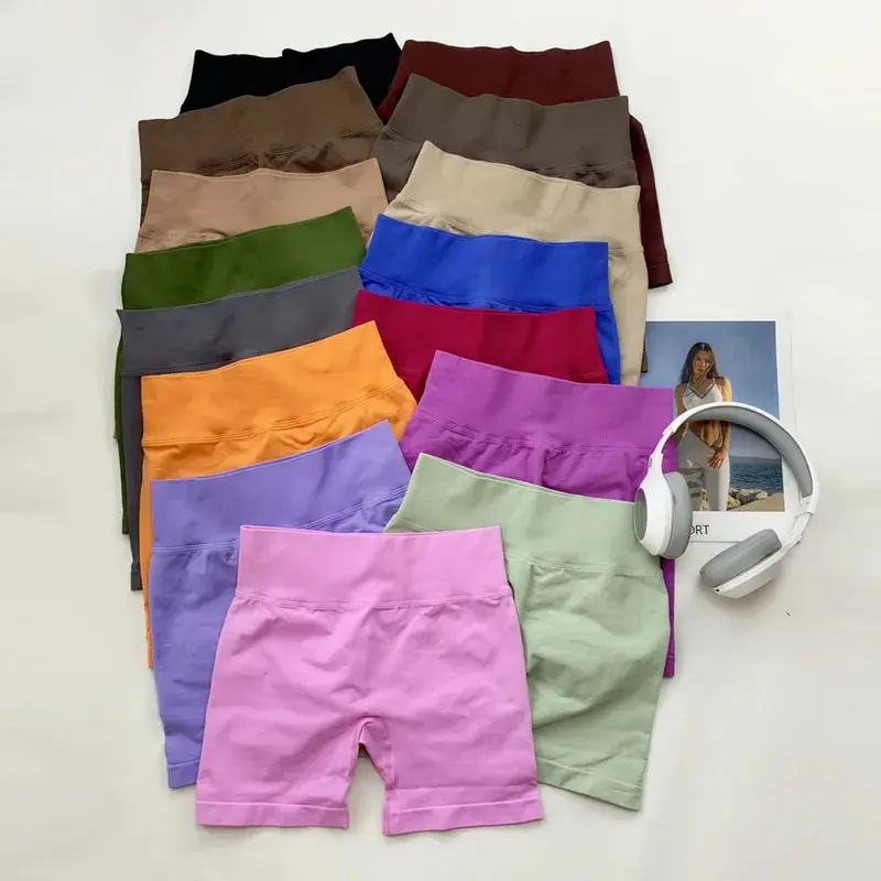 High-quality Summer Peach Hip Yoga Three Leg Shorts Sports Cycling Shorts Fitness Breathable European and American Hip Lifting