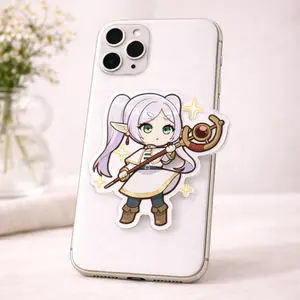 Chibi Frieren Acrylic Magsafe Phone Grip Holder, Aesthetic Cute Fantasy Japan Anime Magnetic Phone Mount, Durable Popsocket Accessories