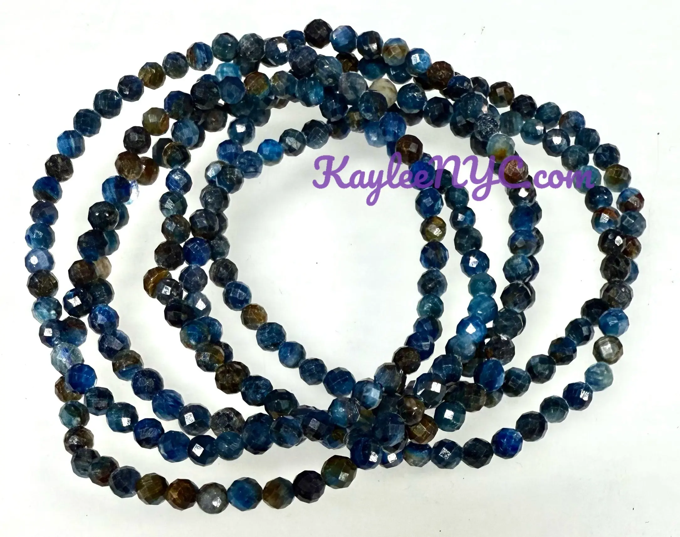 Wholesale Lot 6 Pcs Natural Blue Kyanite 4mm Faceted 7.5” Crystal Healing Stretch Bracelet