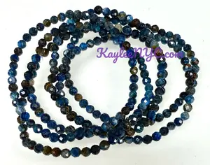 Wholesale Lot 6 Pcs Natural Blue Kyanite 4mm Faceted 7.5” Crystal Healing Stretch Bracelet