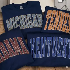 Distressed Varsity College Sweatshirt – Navy, unisex classic fleece pullover with a vintage athletic look, perfect for casual layering - MB