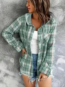 Chic Everyday Look Button Front Coat with Drawstring Hood, Casual Drop Shoulder Long Sleeve Pocket Outerwear for Fall & Winter, Snug Fit, Cold Weather, Warm Layer, New In, Power Outfit, Soft Touch, Nightlife, Stylish