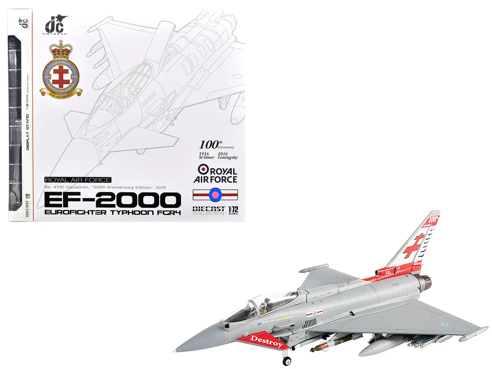 Eurofighter Typhoon FGR4 EF-2000 Aircraft "No.41(R) Squadron" (2016) British Royal Air Force 1/72 Diecast Model by JC Wings