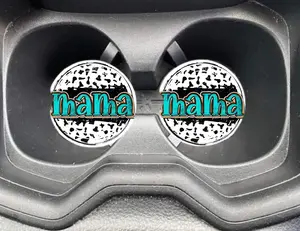 Turquoise Mama Cow Car Coasters