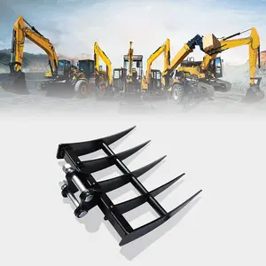 Mini Metal Rake, Mini Excavator Rake Metal Wide Backhoe Rake, Hole Diameter: 25MM/0.98in, Span: 90MM/3.54in For Mini Excavator Attachment