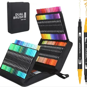 Dual Tip Colouring Brush Felt Tip Pens for Adult and Kids, Watercolour pen for Adult Adults and Kids Colouring Books Calligraphy Drawing Painting Sketching Highlighting, Art Supplies