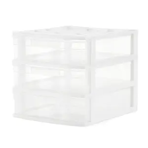 Gracious Living Mini 3 Drawer Desk & Office Organizer w/ Organization Top, White