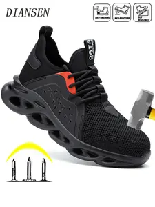 Steel Toe Shoes for Men Work Sneakers Indestructible Comfortable SafetyShoes Lightweight Breathable Construction Sneakers Puncture Proof Anti-smash Ergonomic Design Steel Toe Trainers