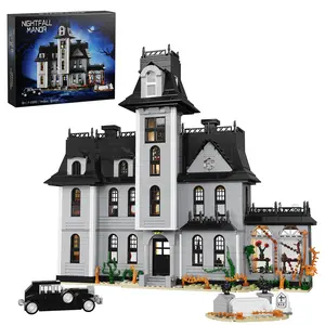 Gothic Mansion Building Blocks Set with LED Lighting - Victorian Dark House Model Kit, Spooky Family Manor Construction Toy with Cemetery & Greenhouse, Compatible Building Bricks for Adults Kids 12+ outdoorfun