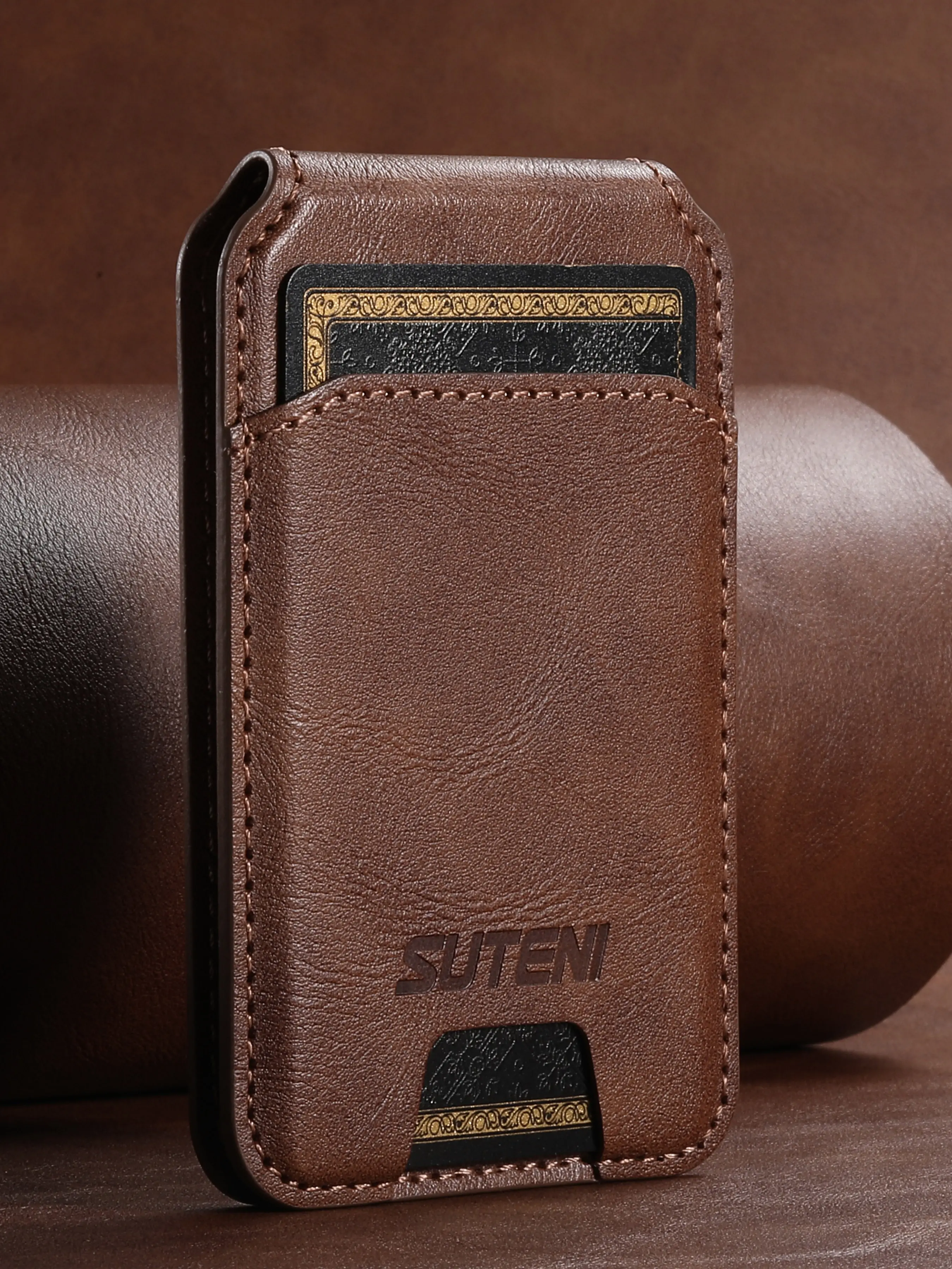 SUTENI Mobile Phone Wallet, Cellphone Wallet, Magnet Flip Pocket Card Storage Cardholder Faux Leather Magnetic Stand Buckle Bag For Unisex Holiday Gift Business Magnetic Closure Card Storage