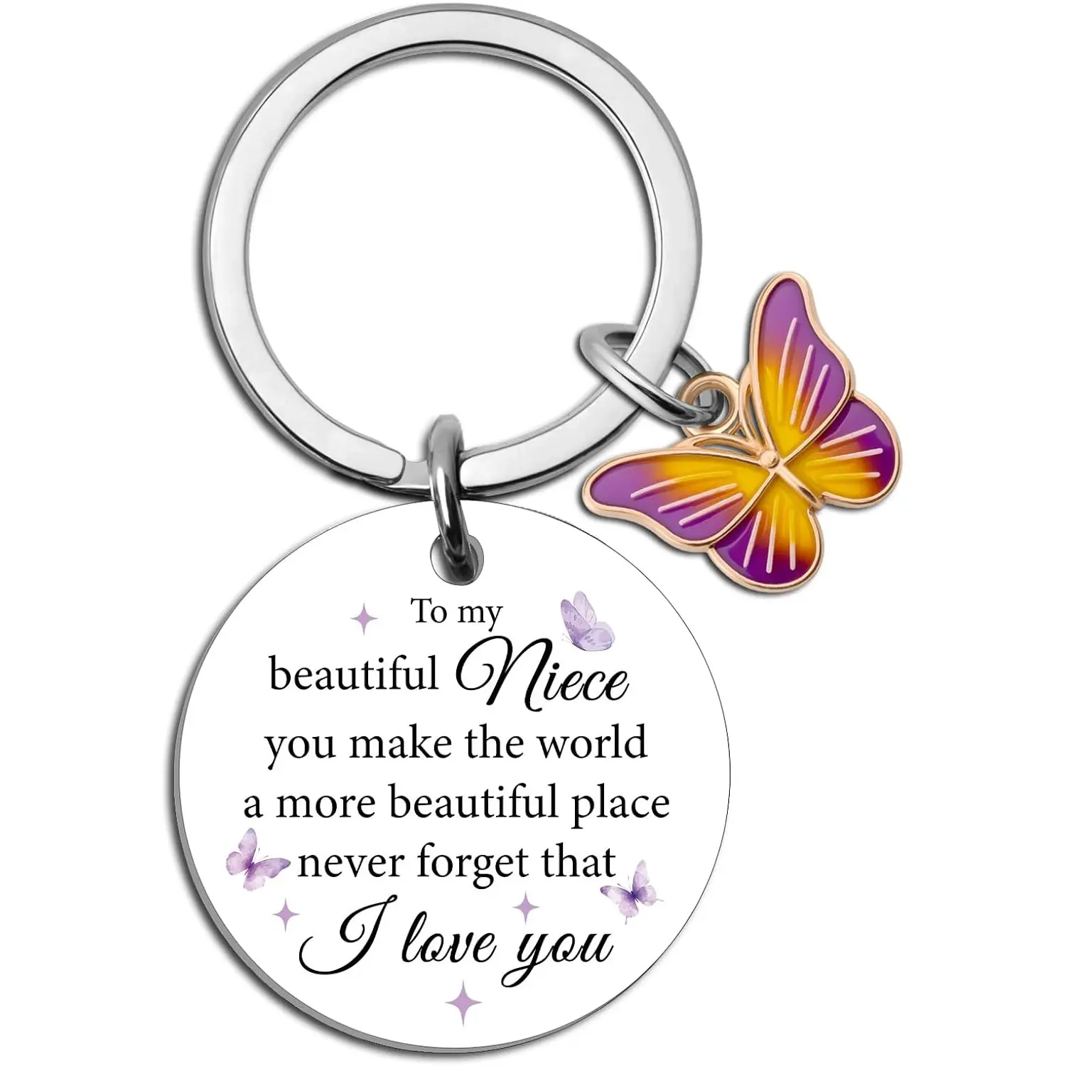 Niece Gifts From Auntie Gifts for Nieces From Aunt To My Niece Keychain Gift From Aunt Uncle Sentimental Birthday Mothers Day Christmas Gift Ideas Purple Butterfly Keychain