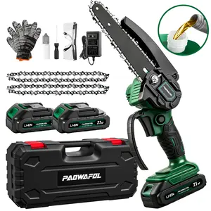 PAOWAFOL Mini Chainsaw Cordless 6 inch Brushless Electric Chain Saw with 2 Pack Rechargeable Batteries for Wood Cutting, Trimming, Gardening, Camping