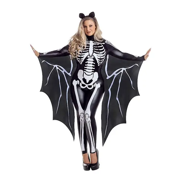 Plus Size Sexy Skeleton Bat Jumpsuit Costume for Women
