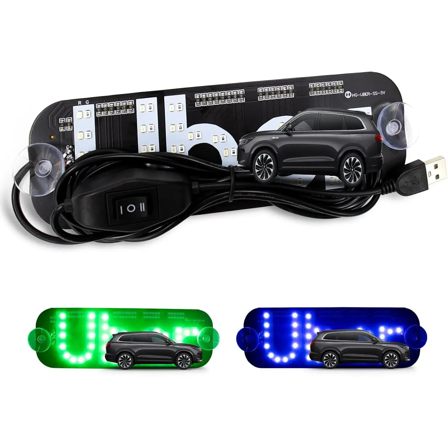LED Sign for Car, USB Powered Car Sign Light, Suction Cup Design Windshield Glow LED Sign, Flashing Car Window LED Bright Lights
