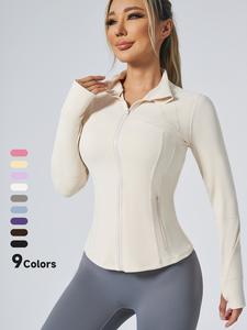Women's Slim Fit Zip - Up Sports Jacket with 2 Zipper Pockets, Lightweight & Stretchy for Yoga, Gym