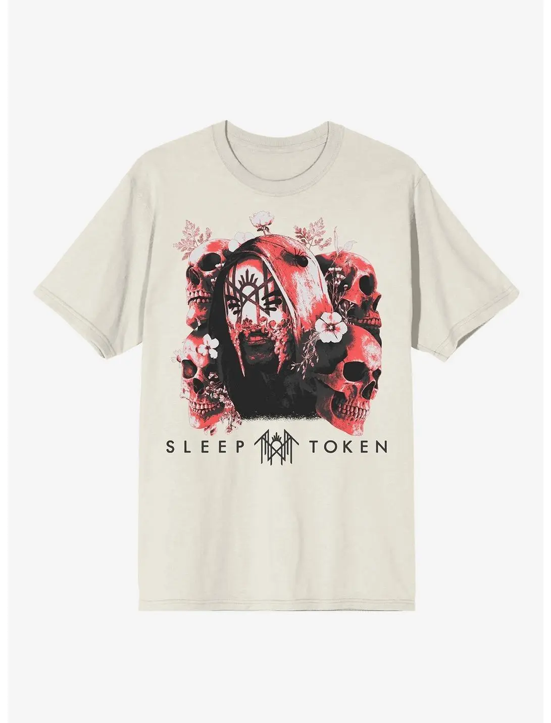 Sleep Token Vessel Skulls & Flowers Boyfriend Fit Girls T-Shirt Hot Topic Exclusive T-Shirt Sleep Token Shirt, Even In Arcadia Shirt, Scene Sleep Token Even In Arcadia Shirt SNG