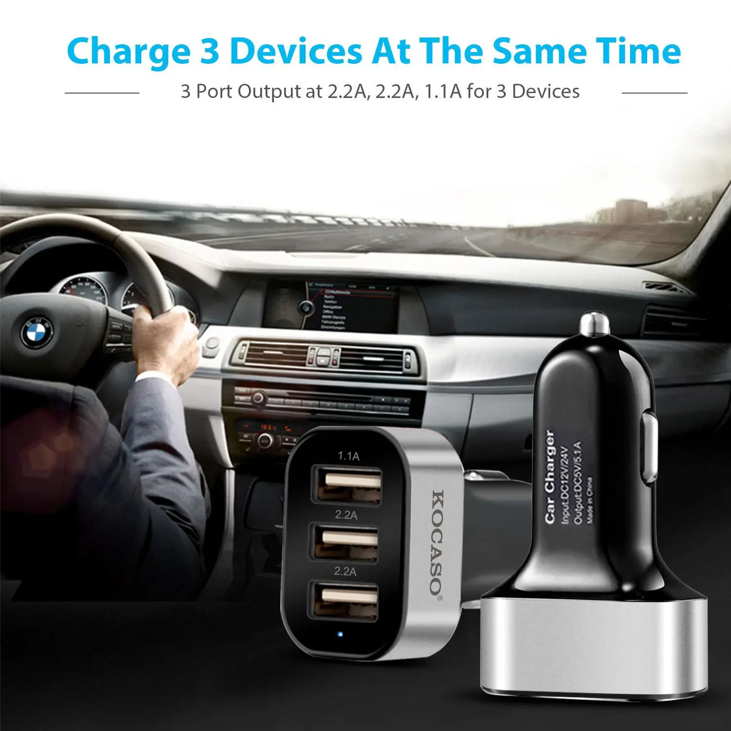 fast car phone charger 1Pc 3Port USB Car Charger  30W 5.5A For IOS Phone 16 15 14 And More