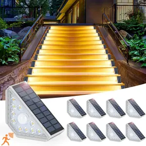 4/6/8-Pack Solar Step Lights for Outside, Motion Sensor Outdoor Stair Lights Waterproof IP67, Solar Powered LED Outdoor Step Lights Decor for Yard Garden Porch Patio Pathway Deck, Warm White