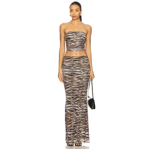 superdown Gisela Maxi Skirt Set in Animal Multi