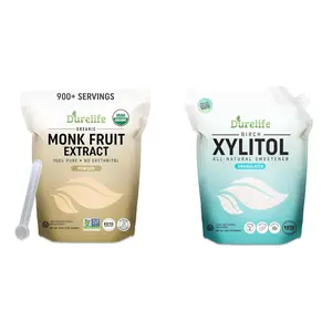 Durelife Organic 100% Pure Monk Fruit sweetener, No Erythritol, Monkfruit Extract Powder 10 OZ and DureLife XYLITOL Sugar Substitute 1 LB (16 OZ)