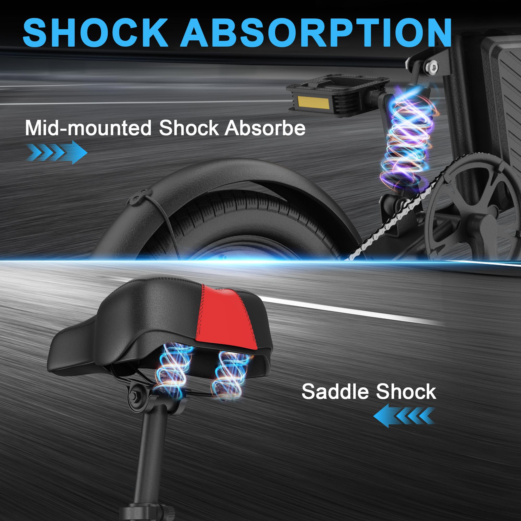 Electric Bike for Adults, 350W Powerful Motor Up to 22MPH, 48V 5.2Ah Battery 22 Miles Range, Lightweight 14" Commuter Folding E-Bike with Dual Brakes, LCD Display & Pedal Assist,Ebike