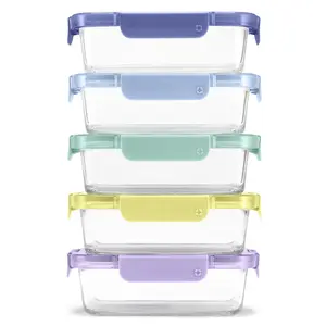 Ello Color Lock® Glass Food Storage, 3.4 Cup Set of 5