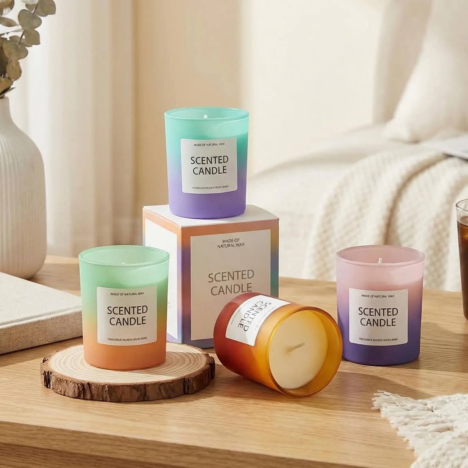 1pc 150g/ 5.3oz Scented Candle, Decorative Candles in Gradient cup, Long-Lasting Fragrance, Home Decor and Relaxation, Thoughtful Gifts for  Mother's Day