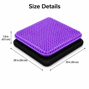 Big and Tall Gel Seat Cushion, 20x20 Inch Extra Large Double Thick Chair Pad for Long Sitting, Non-Slip Breathable Honeycomb Cushion for Office Chair, Car Seat, Truck Drivers and Wheelchair