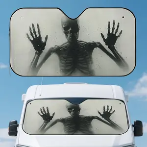 1pc Halloween Skeleton Shadow Print  Sunshade –  Fit Windshield Visor, Keeps Your  Cool & Stylish, Blocks Sunlight, Includes 4 Free Suction Cups for Easy Use! Car Windshield Sunshade Car Window Sunshades