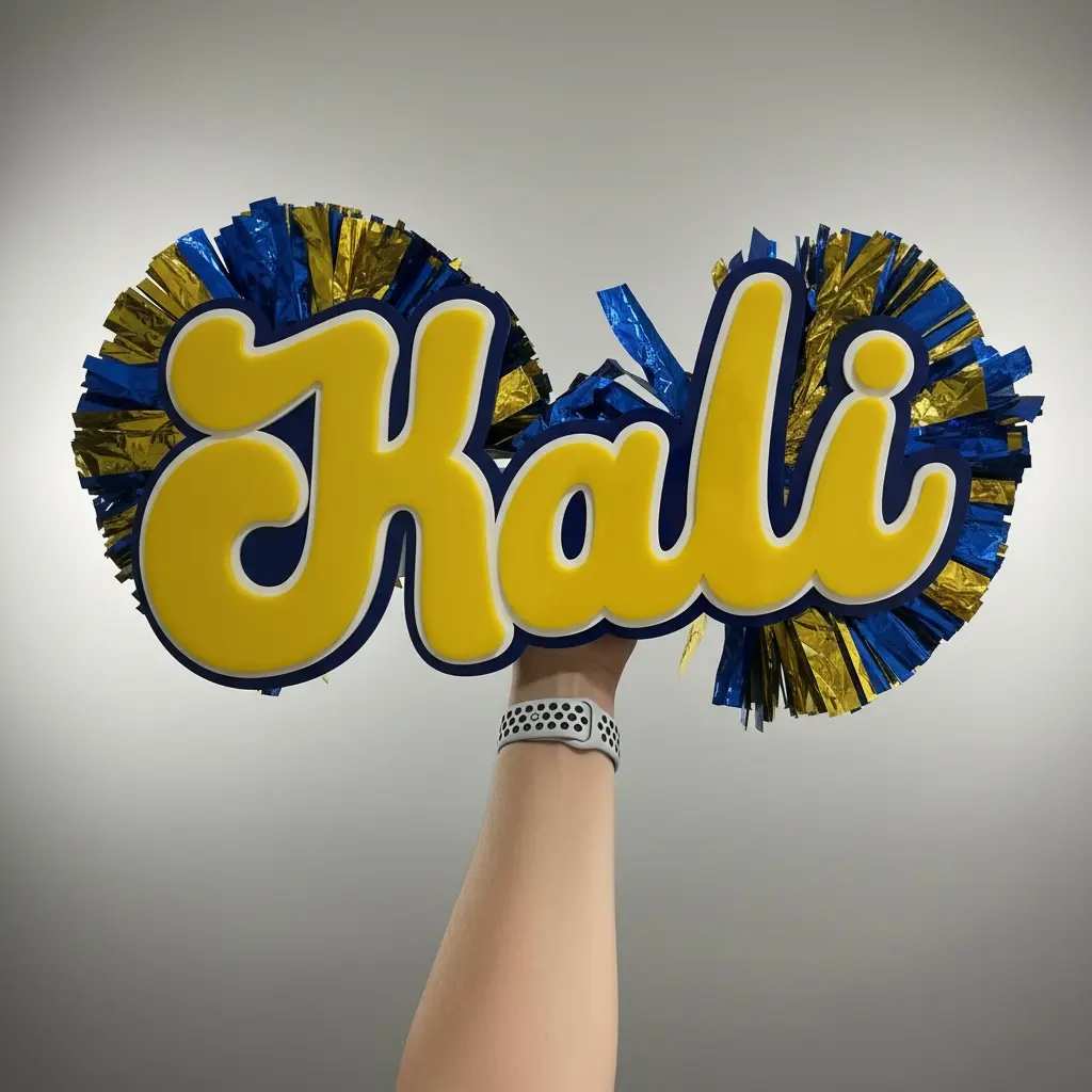 Custom Team Cheer Acrylic Sign - Personalized Name, Pom Poms, Customized Decoration for School Fans, Sport Events Signage (Home Decor Plaque), Game Day