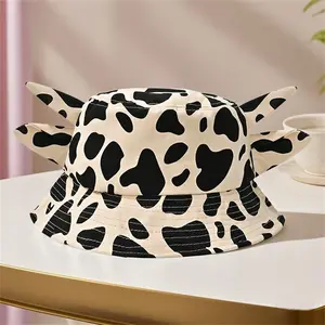 Women Men Summer Bucket Hat Foldable Cow Print Fisherman Hat Sun Protection Holiday Cap straw hat scandinavian summer hat