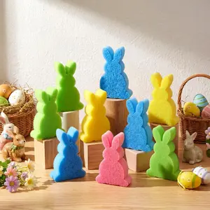 12 PCS Easter Bunny Kitchen Sponges for Easter Gift Basket Vase Fillers Easter Centerpieces Tablescapes Colorful Easter Bunny Egg Dual Sided Non Scratch Scrubber Sponges Foam Sponges for Kitchen Decor Dishwashing Cleaning