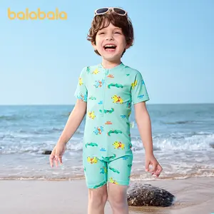 Balabala Toddler UV-Protective One-Piece Swimsuit with Marine Print & Zipper Closure