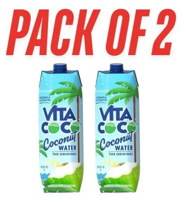 Vita Coco Coconut Water – Pure Natural Coconut Water, 1 Liter Tetra Pack Boxes (Pack of 2) | Refreshing Hydration Drink with Natural Electrolytes