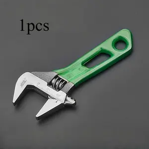 One 4-inch adjustable wrench - Wide-mouth short-handled mini wrench, with laser-engraved markings and rubber handle - Durable metal structure, suitable for plumbing and bathroom maintenance