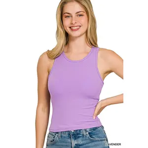 Zenana Racer Back Rib Tank Top with Removable Pads