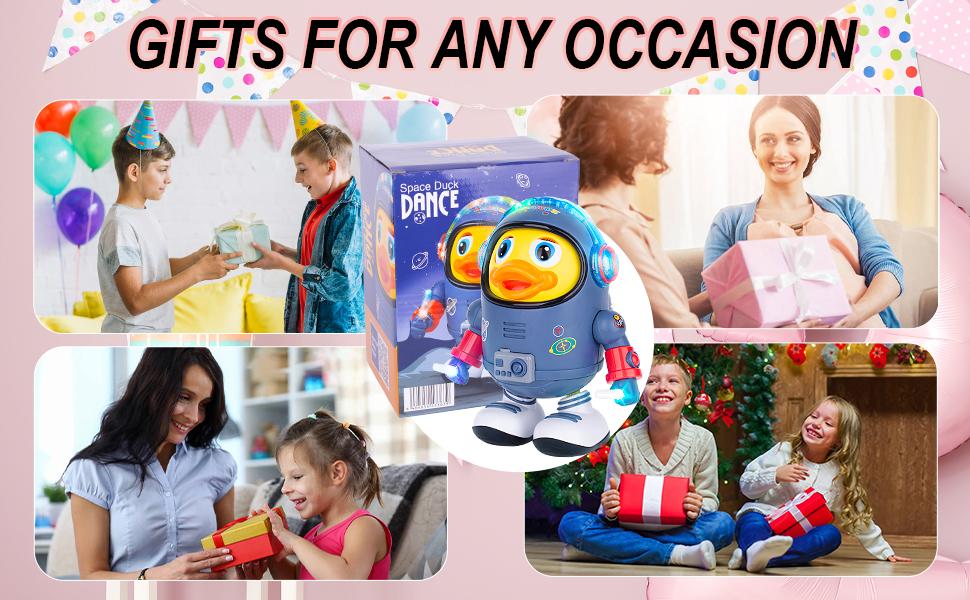Berry President Electric Space Duck, Electric Toys with Lights and Sounds, Moving Walking Dancing Toys for Kids