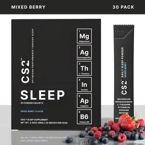 CS2 Sleep Drink For Faster & Deeper Sleep, Mixed Berry Flavor, Non Habit Forming Blend with Magnesium Glycinate, Ashwagandha, L-Theanine, Apigenin, Myo-Inositol & Vitamin B6