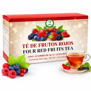 Frutos Rojos (Red Fruits) Herbal Tea – 25 Tea Bags – Caffeine-Free Berry Infusion – Naturally Tart & Refreshing Flavor – 100% Natural, Vegan, Non-GMO – Hot or Iced – by HIGH SUPREME
